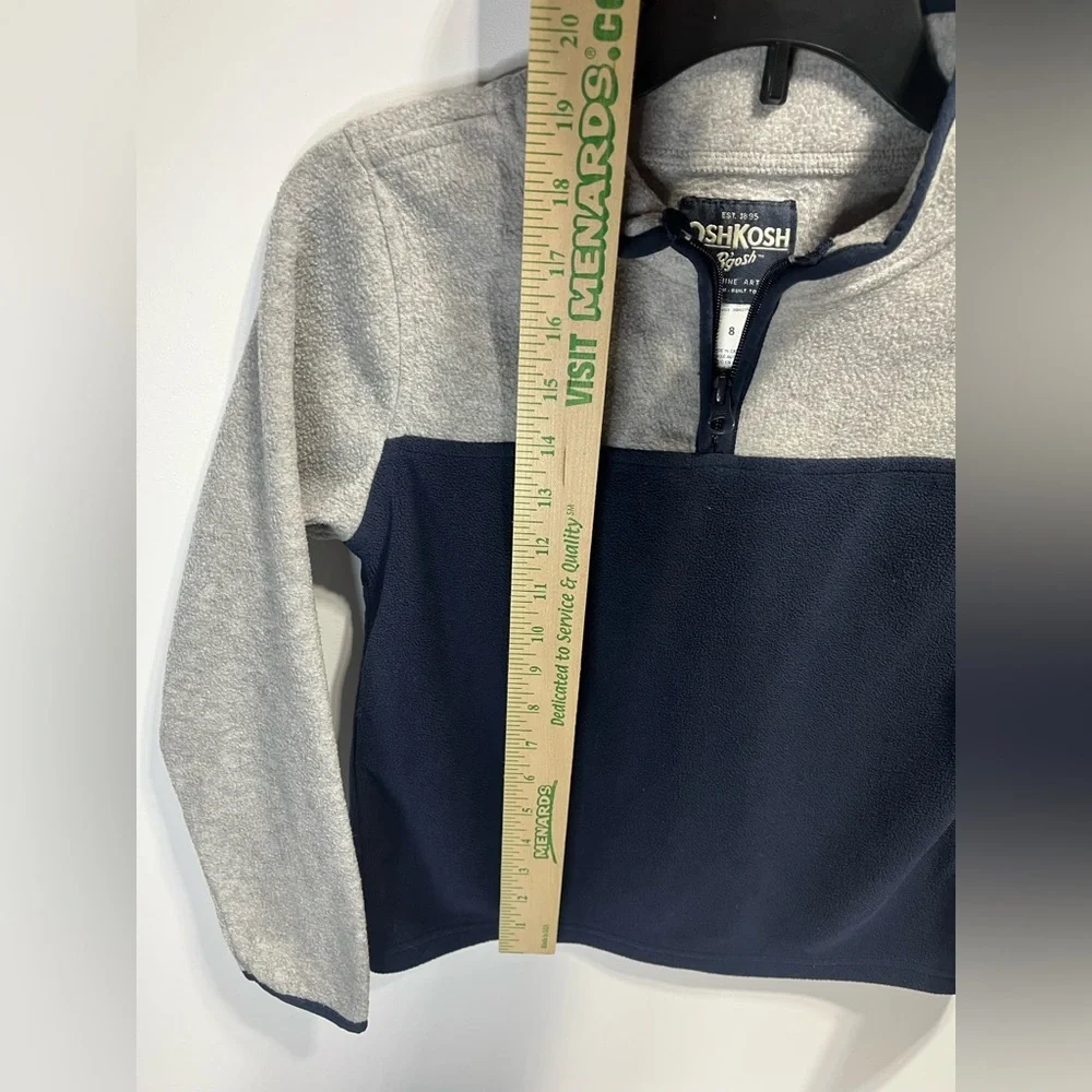 OshKosh B'gosh Boys Size 8 Quarter Zip Fleece Long Sleeve Top Gray & Navy
